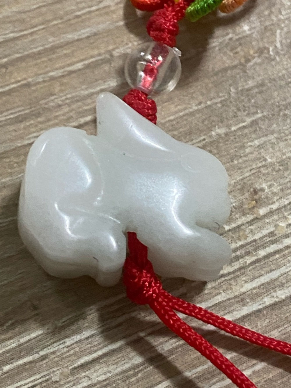 White Rabbit Jade Charm Accessory with Red Cord - Picture 3 of 5